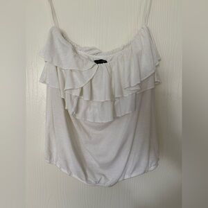 American Eagle Outfitters White Ruffle Blouse